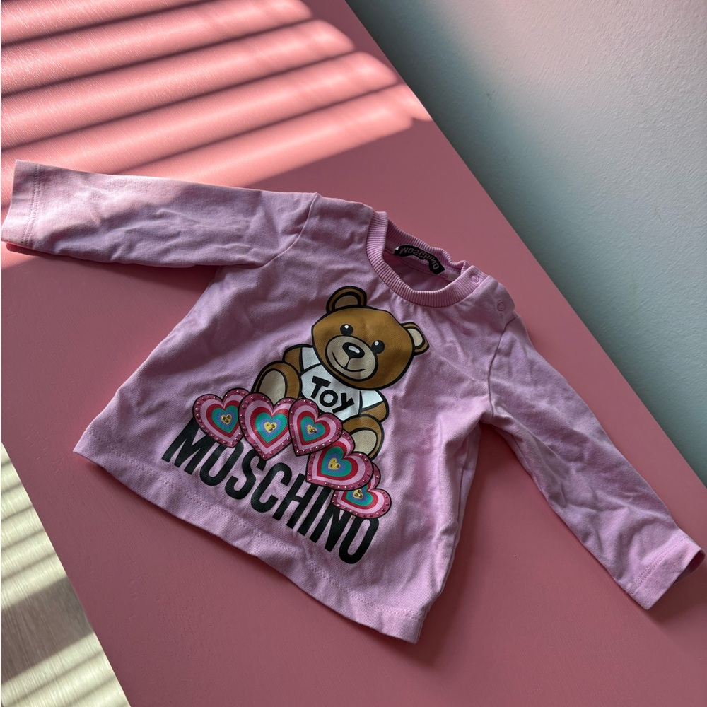 Moschino Pink Long Sleeve Teddy Bear Tee